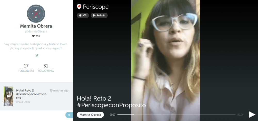 Mamita Obrera en Periscope